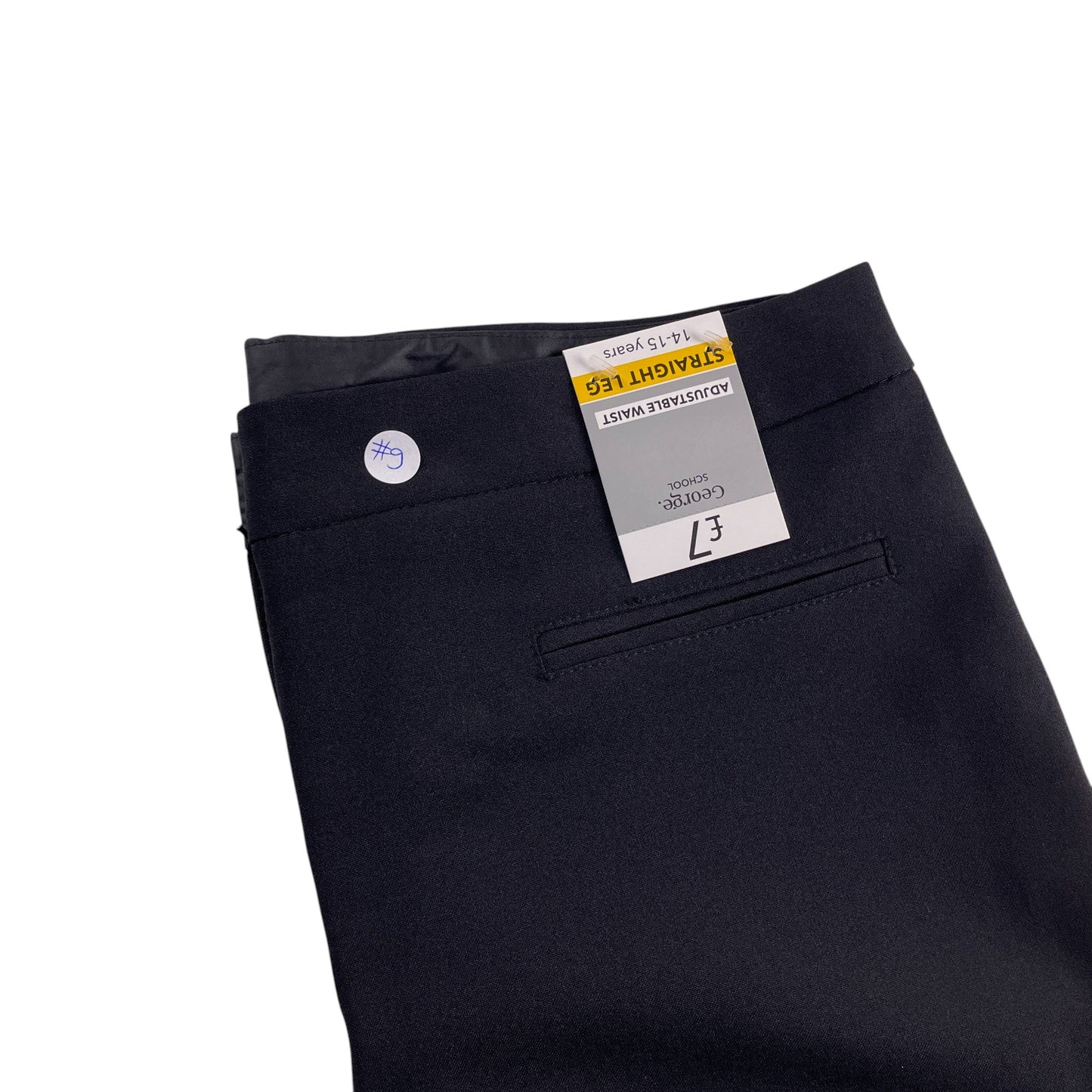 George girls school trouser 14-15 years black plain with straight leg
