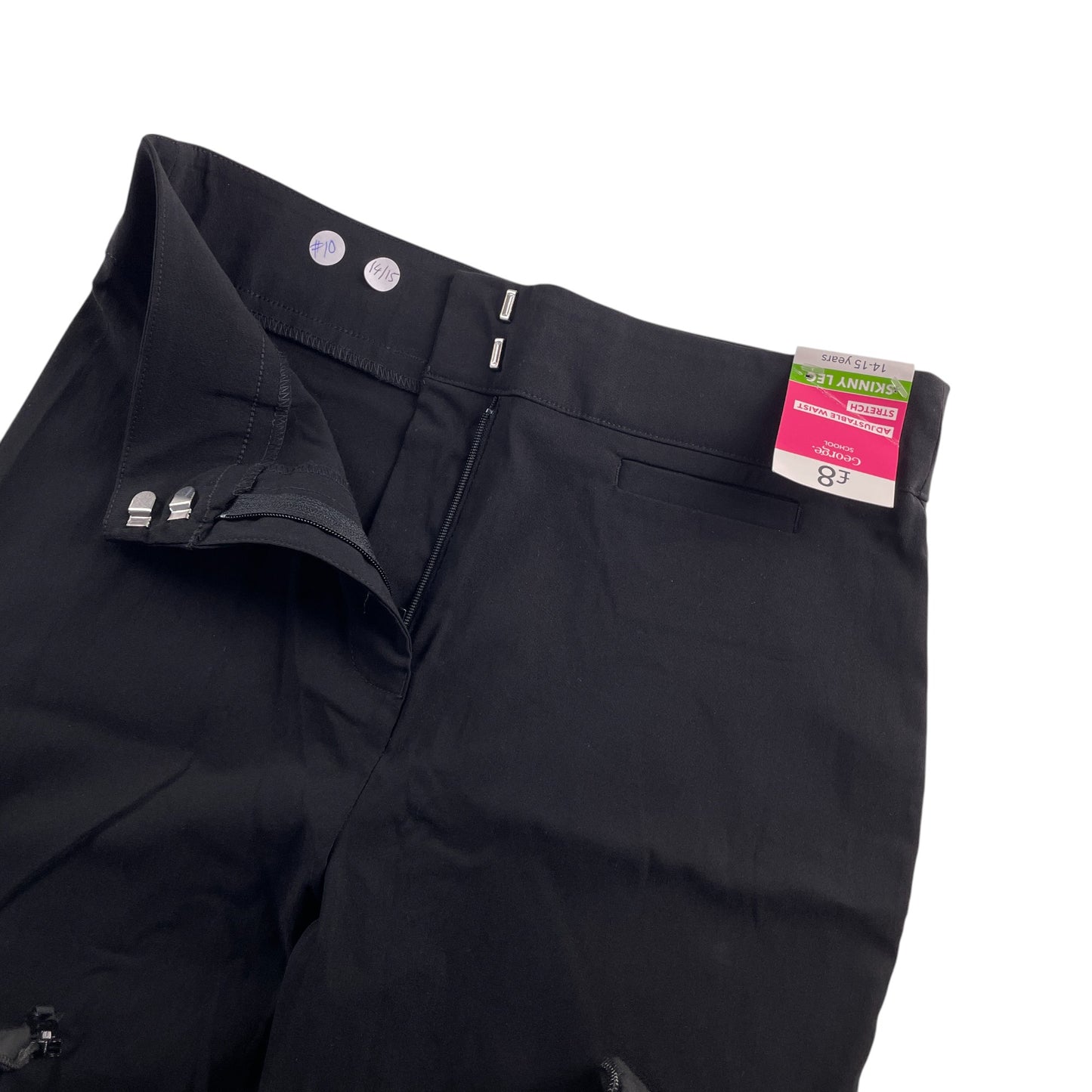 George girls school trouser 14-15 years black plain skinny leg stretchy