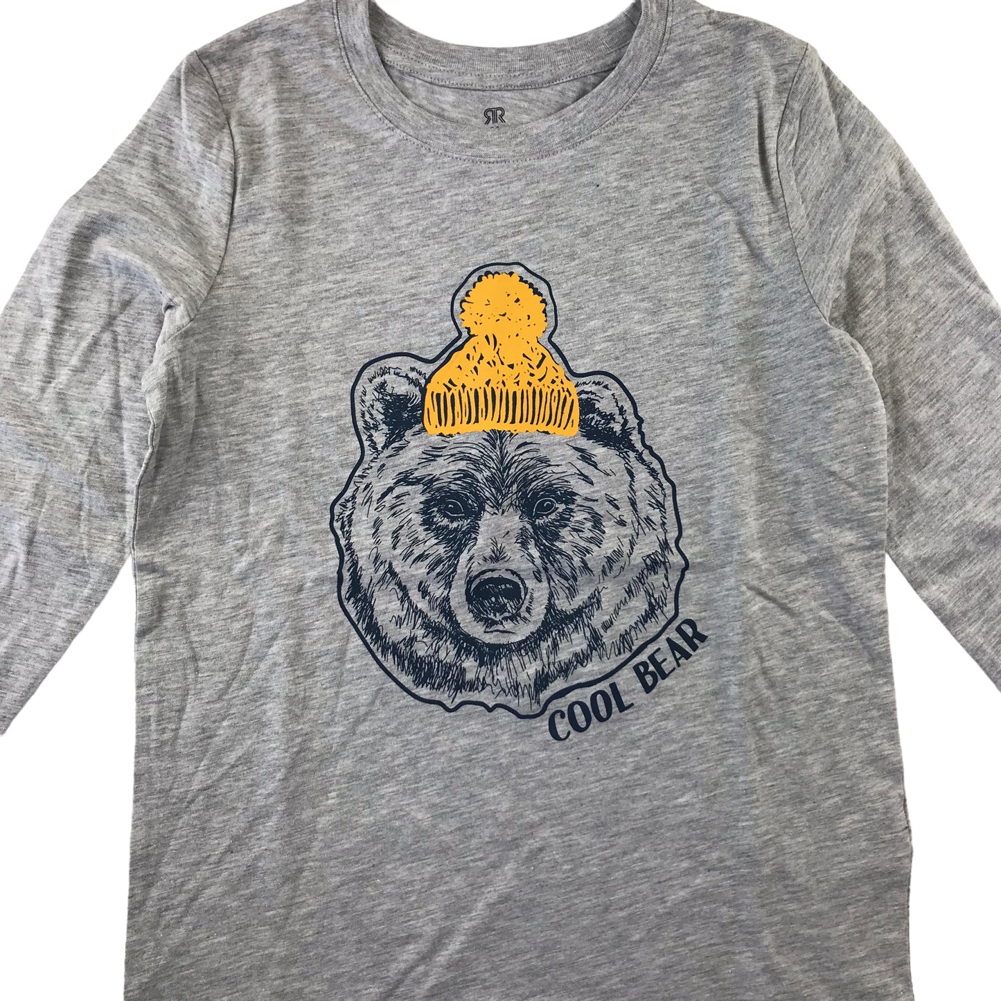 River Island t-shirt 7-8 years light grey long sleeve Cool Bear print