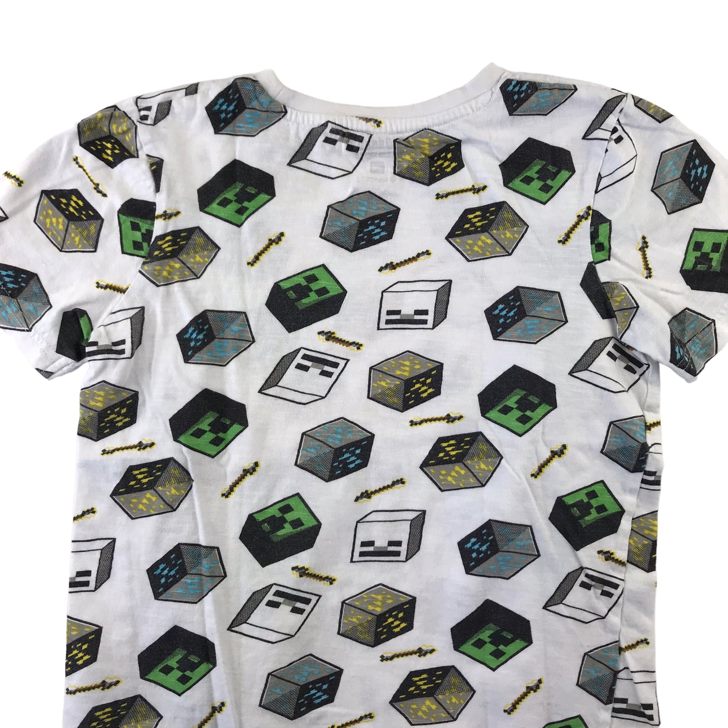 Nutmeg T-Shirt 9-10 Years White Minecraft Bad Mobs and Ores Graphic Tee Cotton