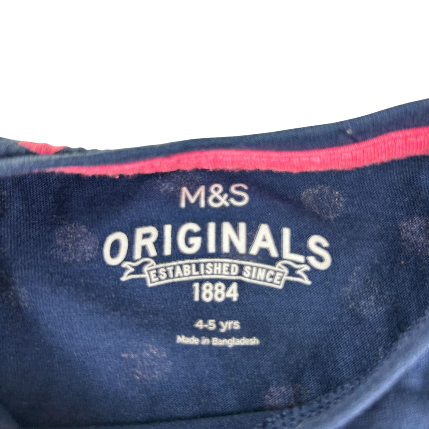 M&S Pyjama Set 4-5 Years Navy Polka Dot Print Cotton