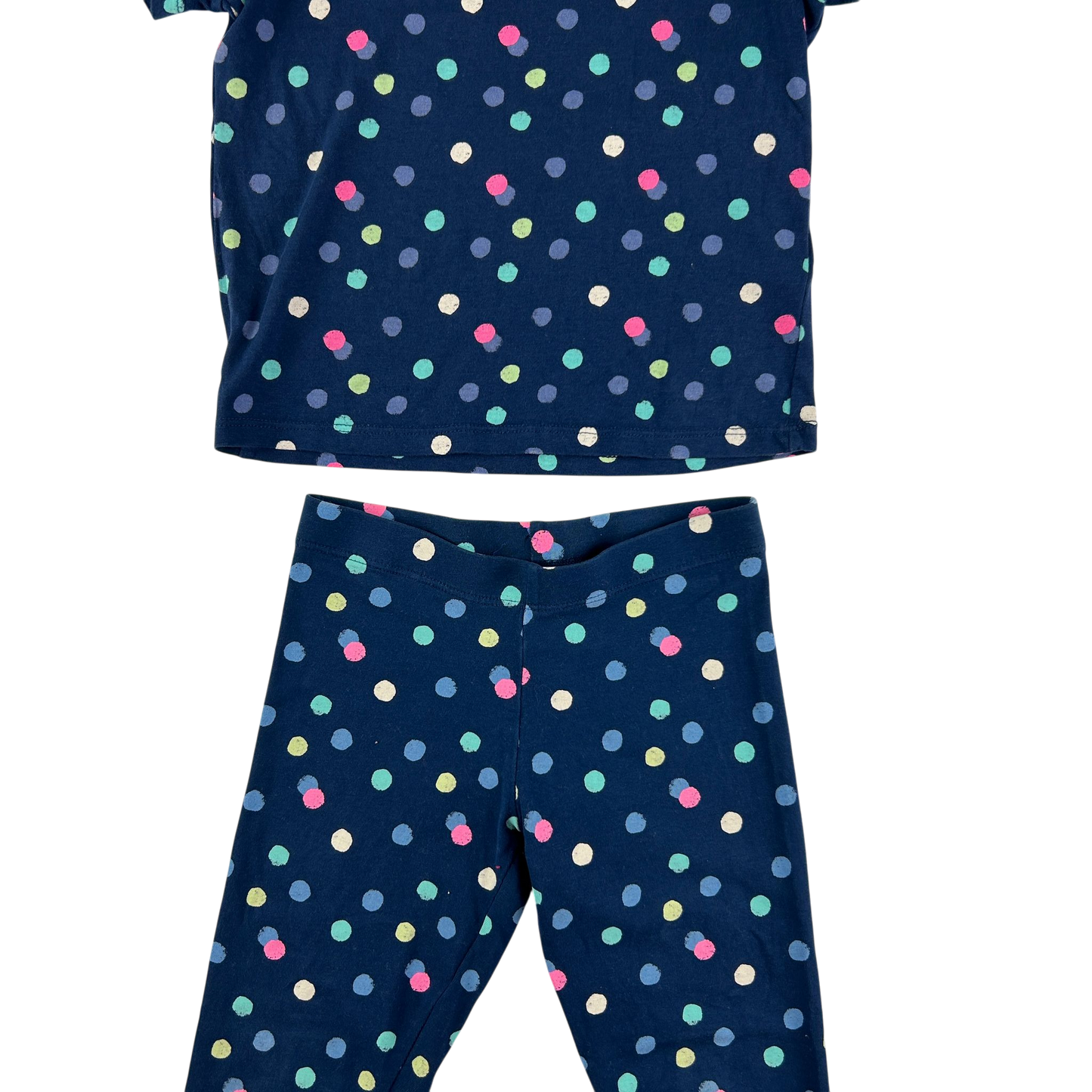 M&S Pyjama Set 4-5 Years Navy Polka Dot Print Cotton
