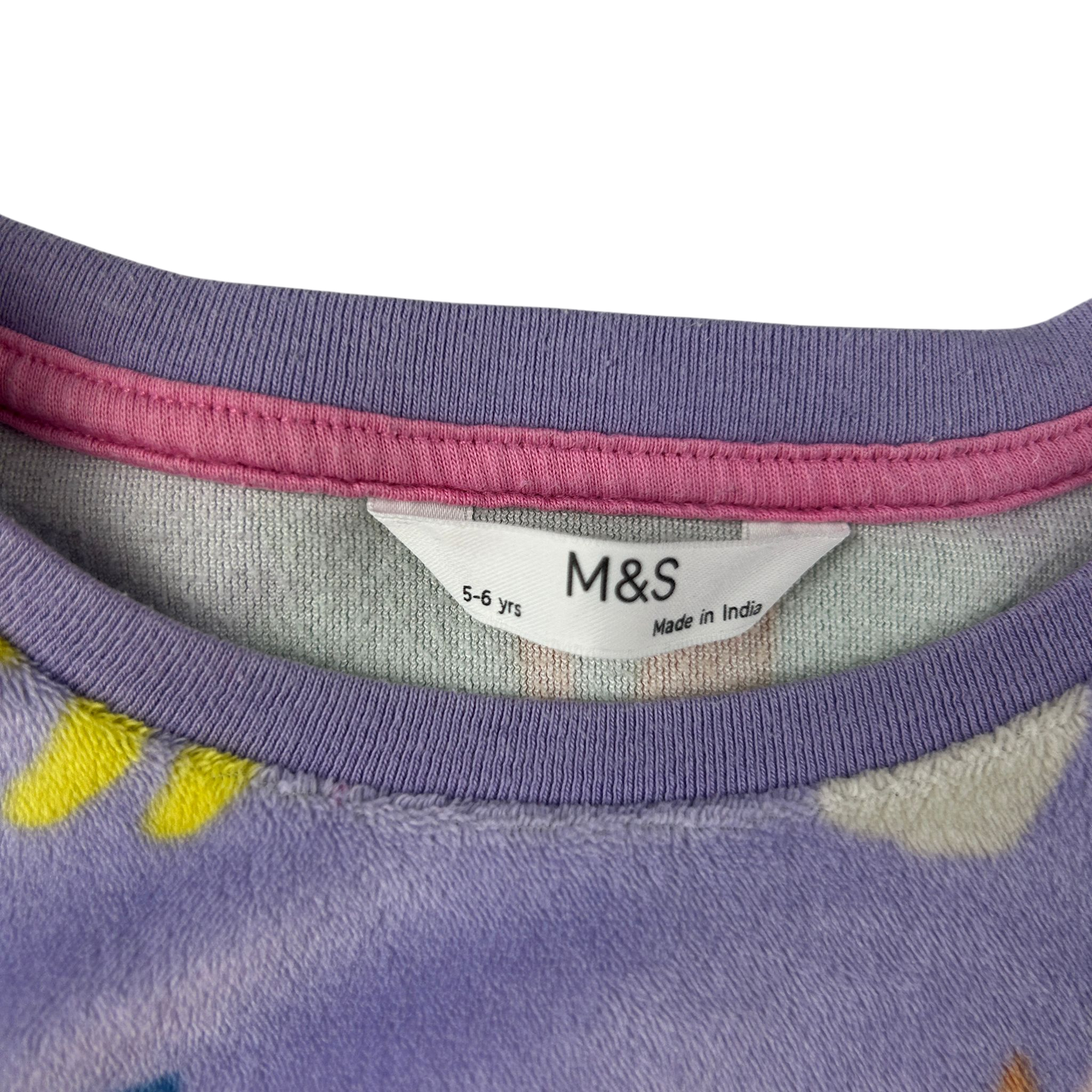 M&S Pyjama Set 5-6 Years Purple Animal Print