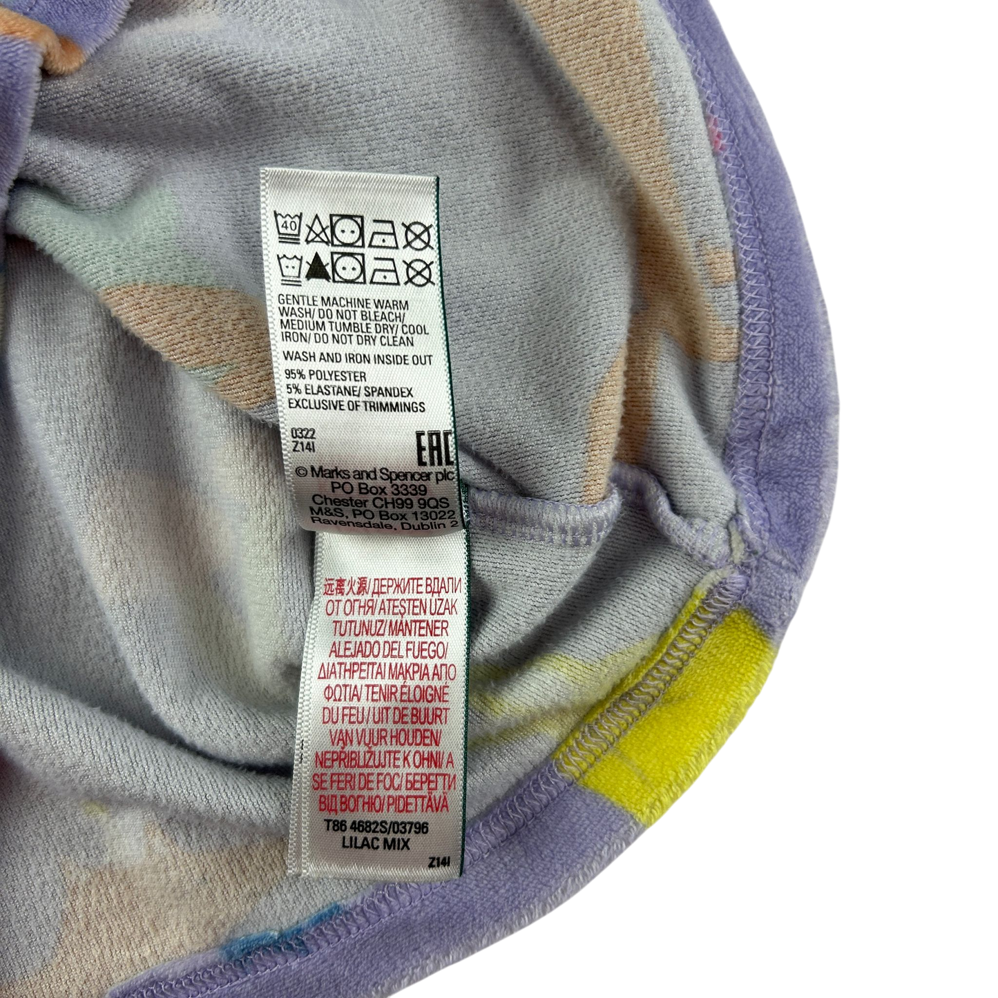 M&S Pyjama Set 5-6 Years Purple Animal Print