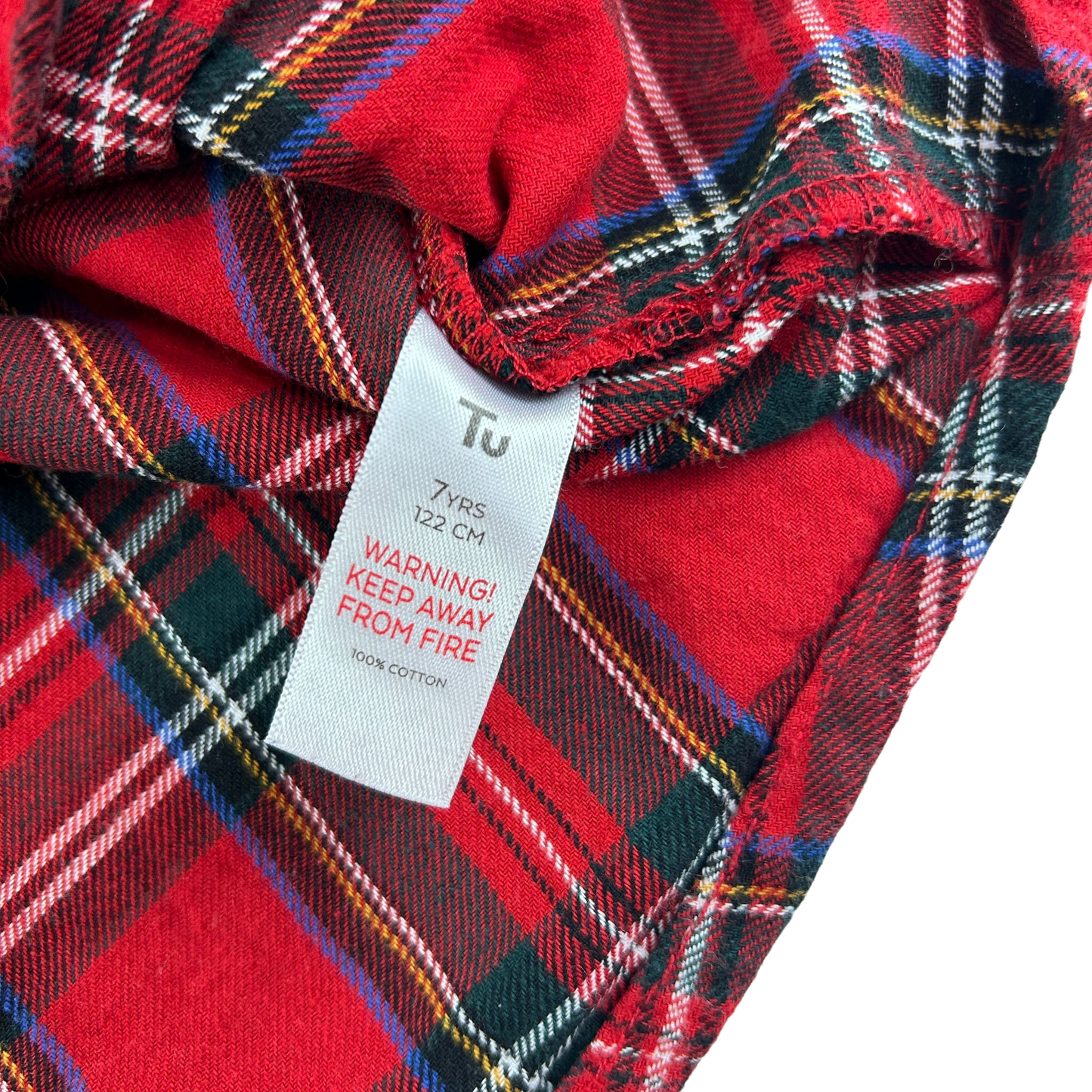Tu Shirt 7-8 Years Red Tartan Check Long Sleeve Cotton