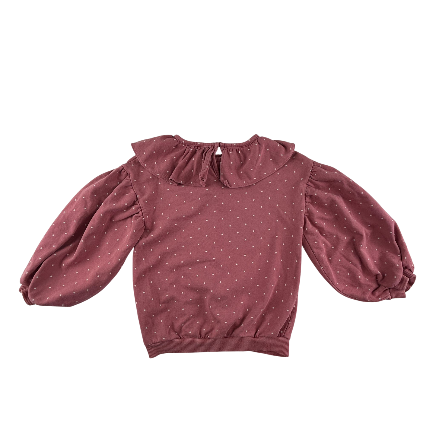 Next Jumper 5-6 Years Pink Polka Dot Pattern Ruffle Neck Cotton