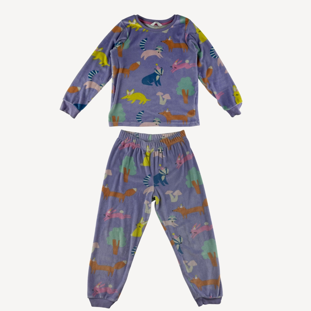 M&S Pyjama Set 5-6 Years Purple Animal Print