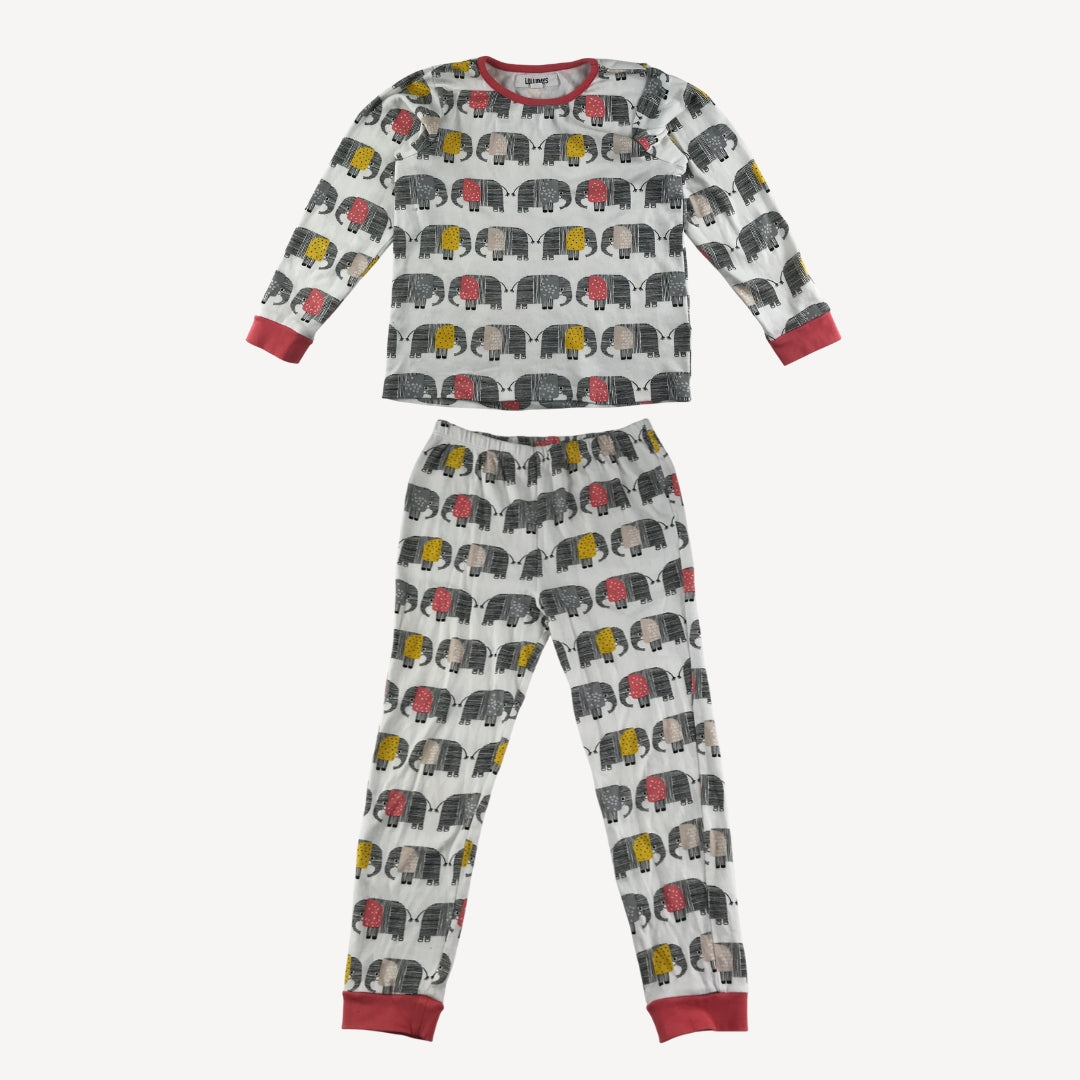 Lollidays Pyjama Set 7-8 Years White Elephant Pattern Cotton