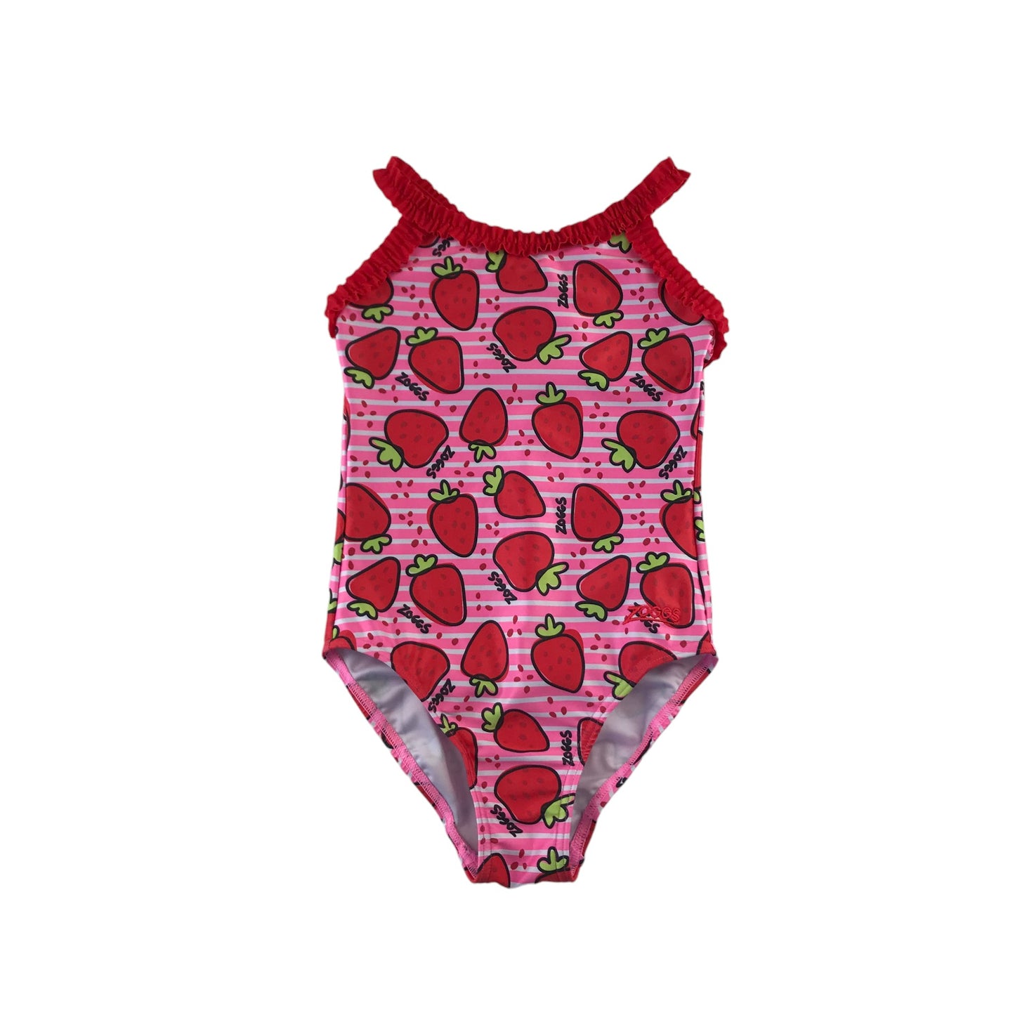 Zoggs swimsuit 4-5 years pink and red strawberries one piece cossie