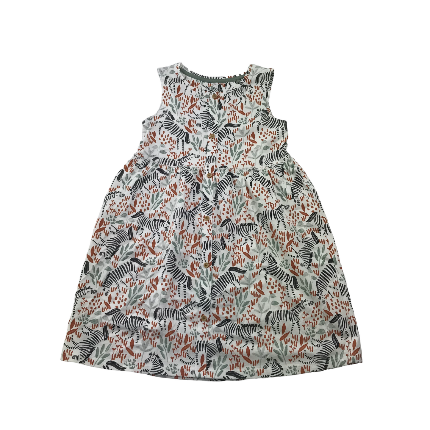 Tu White Floral Zebra Cotton Dress Age 6