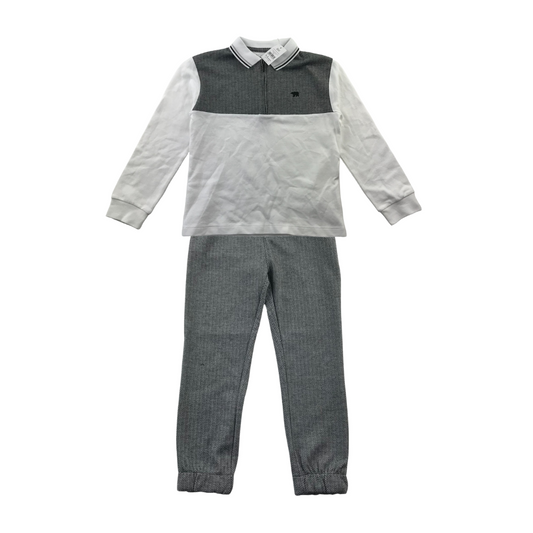 Nutmeg Polo Shirt and Trousers Set 5-6 years White and Grey Smart comfortable