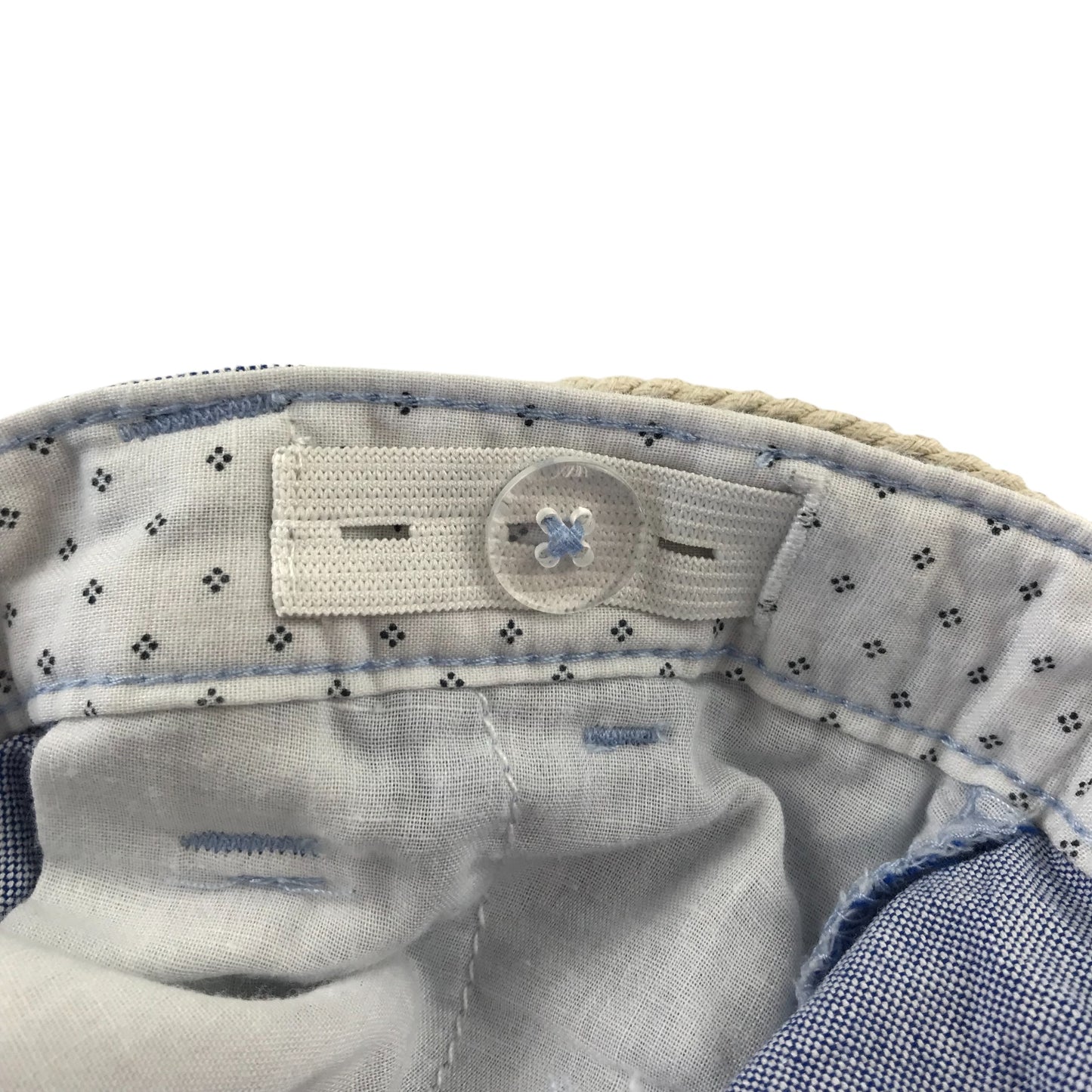 Primark Shorts Age 5 Blue Chino Style with Belt Cotton