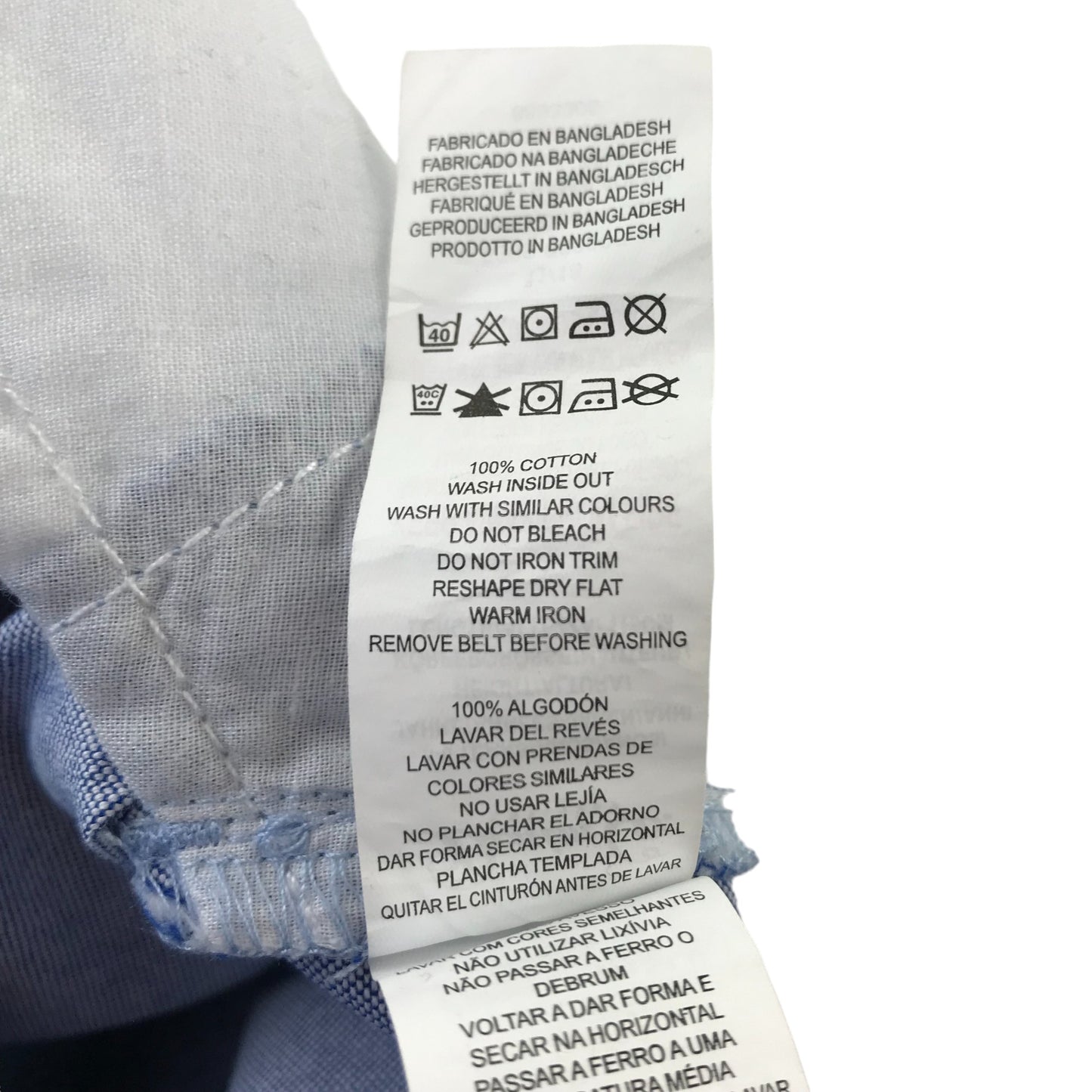 Primark Shorts Age 5 Blue Chino Style with Belt Cotton