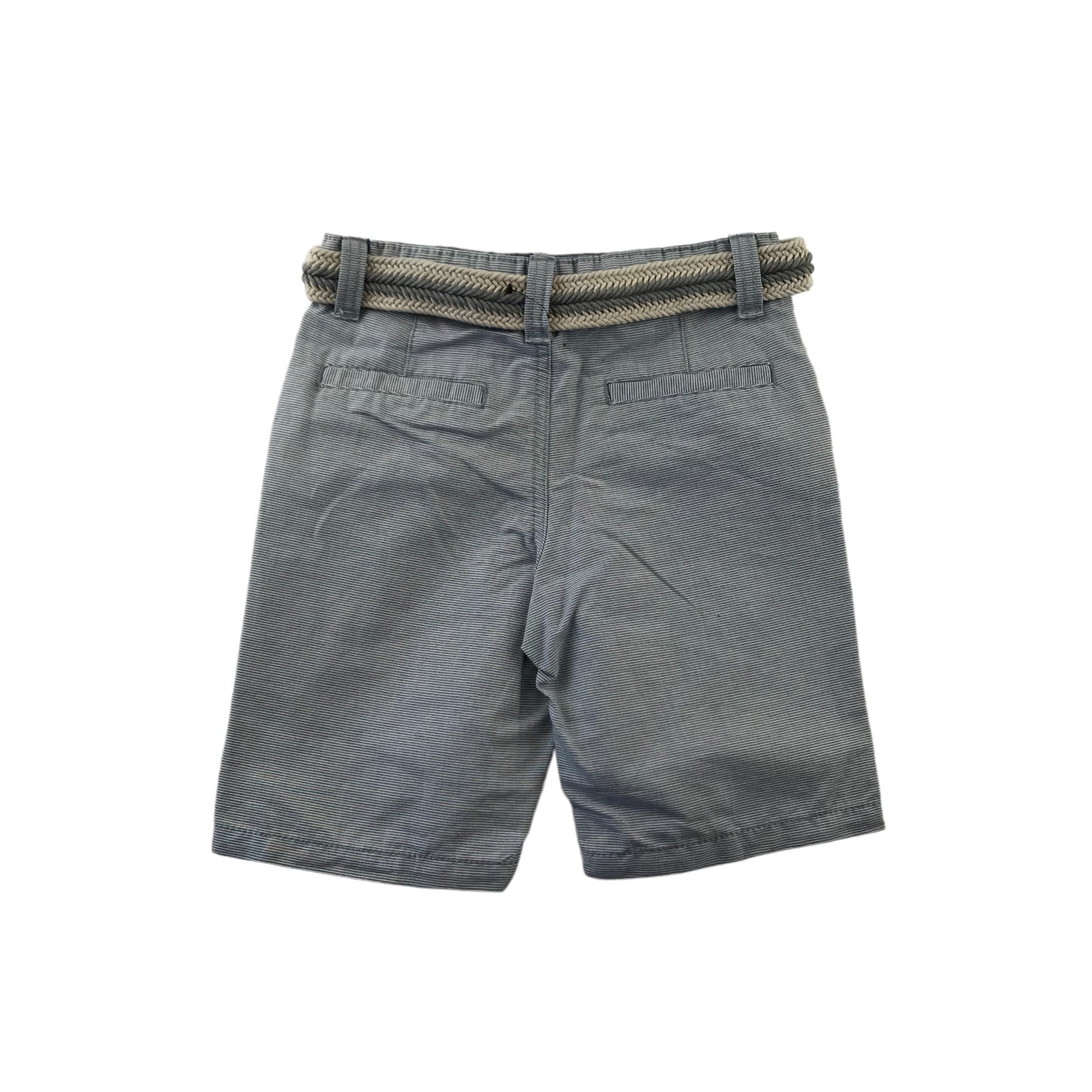 Primark Shorts Age 5 Blue Stripy Chino Style with Belt Cotton