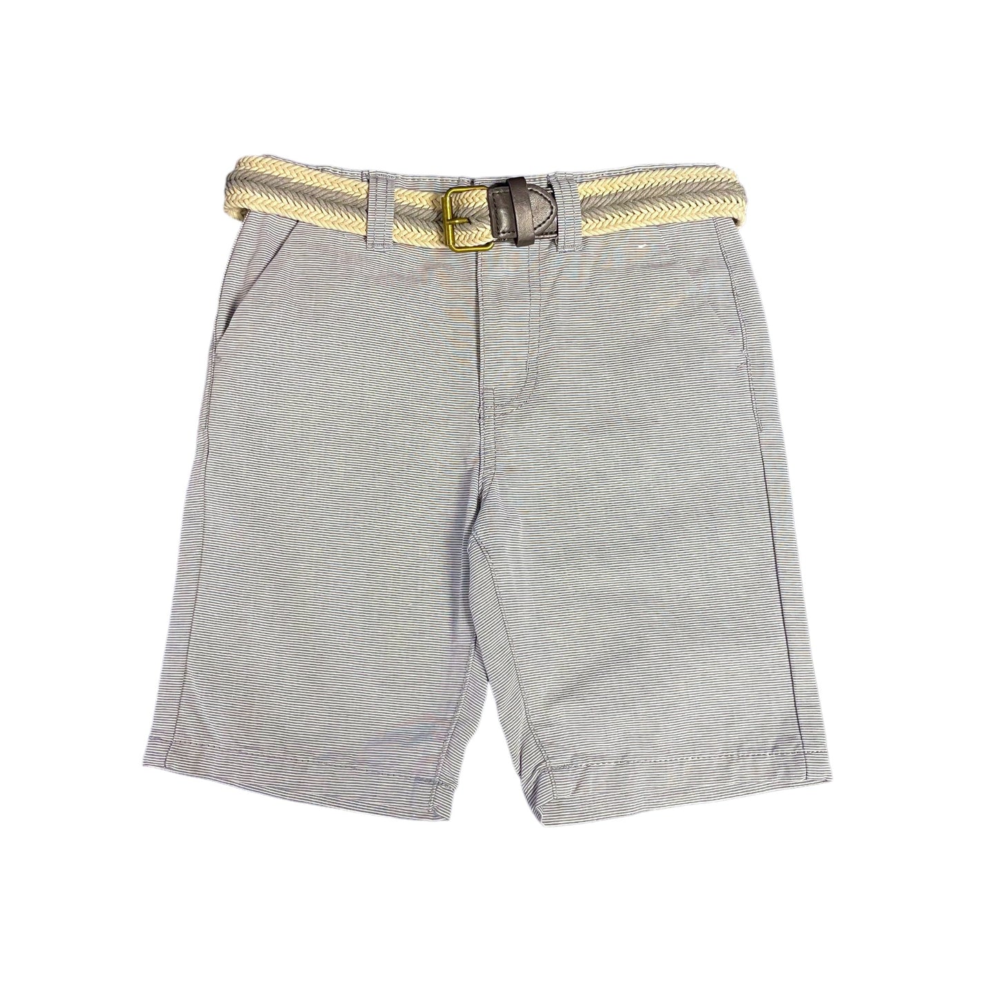 Primark Shorts Age 5 Blue Stripy Chino Style with Belt Cotton