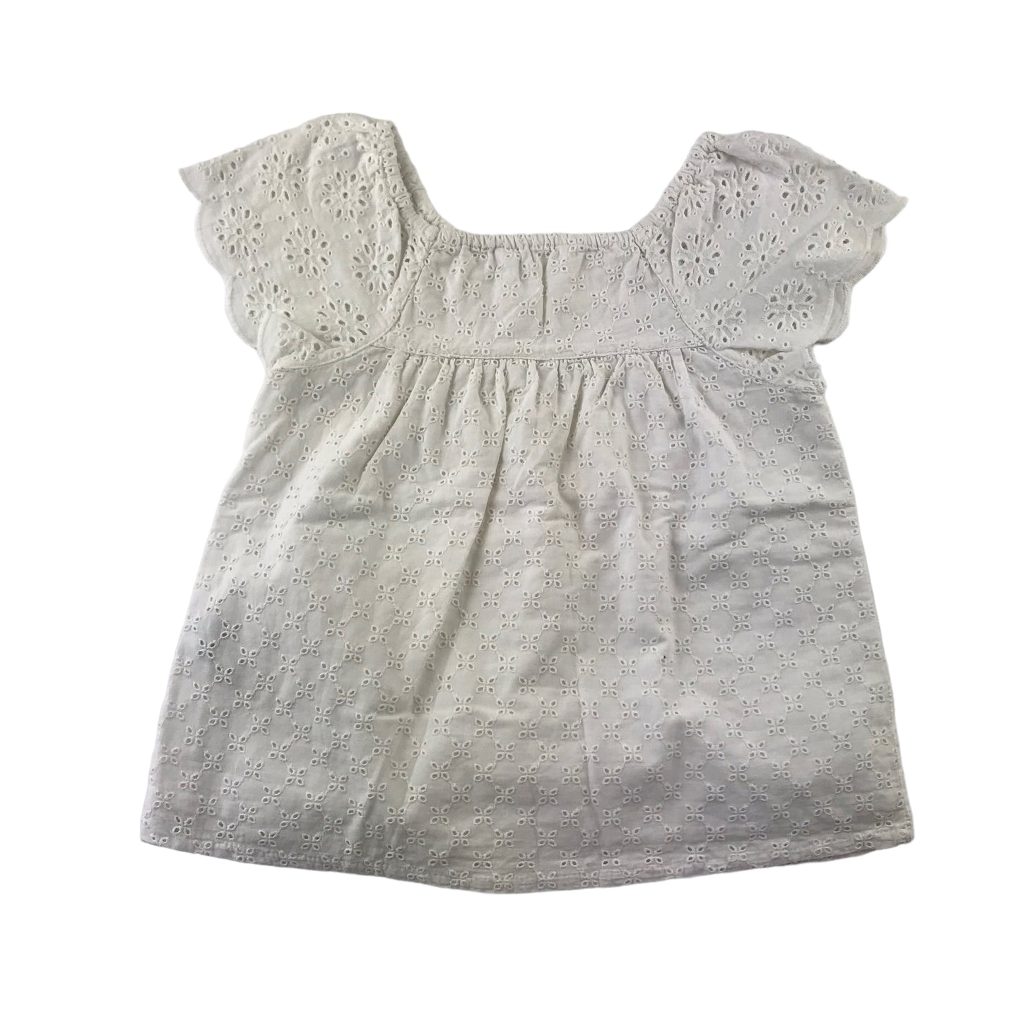 M&S blouse 6-7 years white short sleeve embroidered cotton
