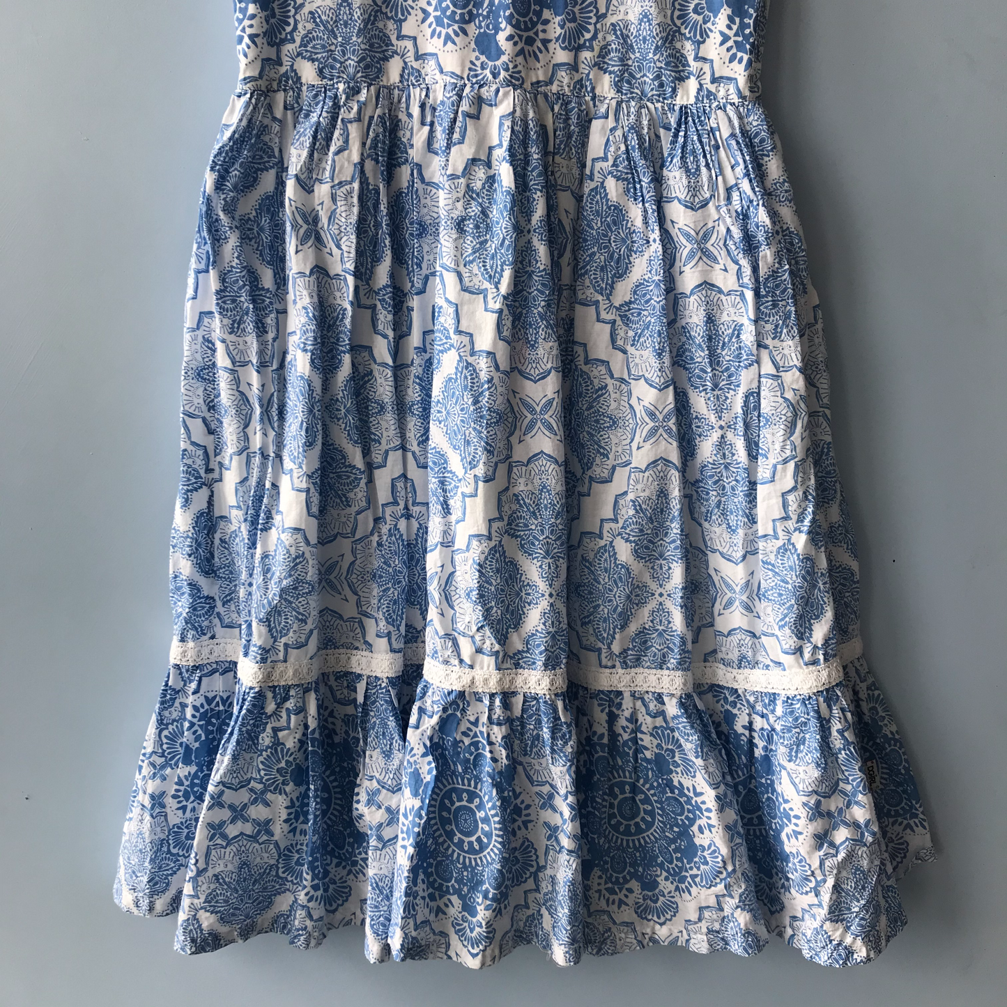 Dress - Blue & White with Gems - Age 10