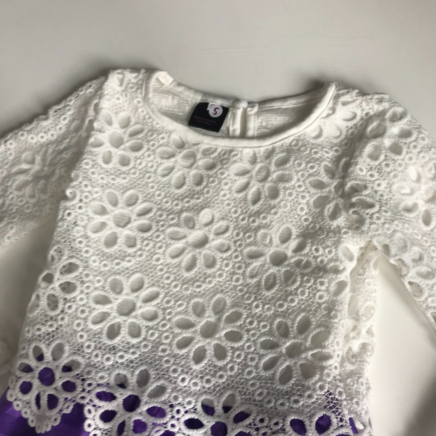 Dress - White & Purple - Age 5