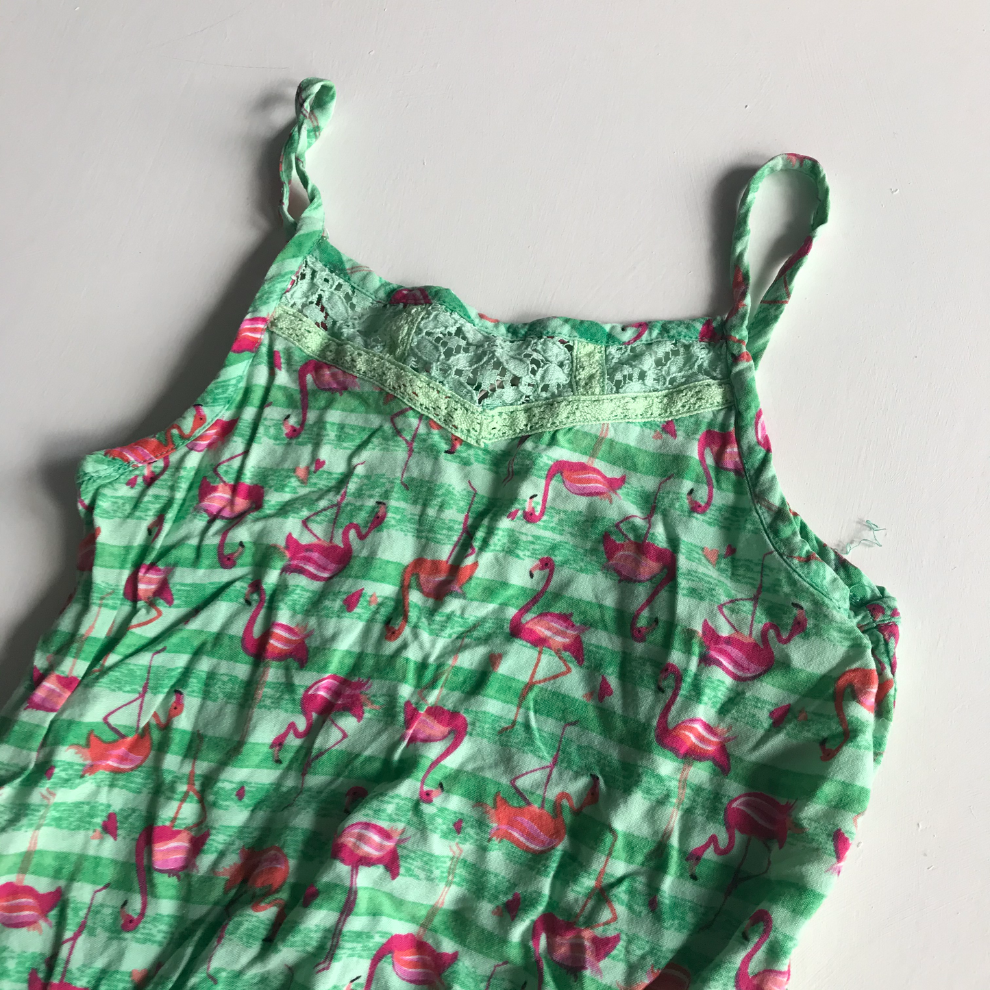 Playsuit - Green with Flamingos - Age 6