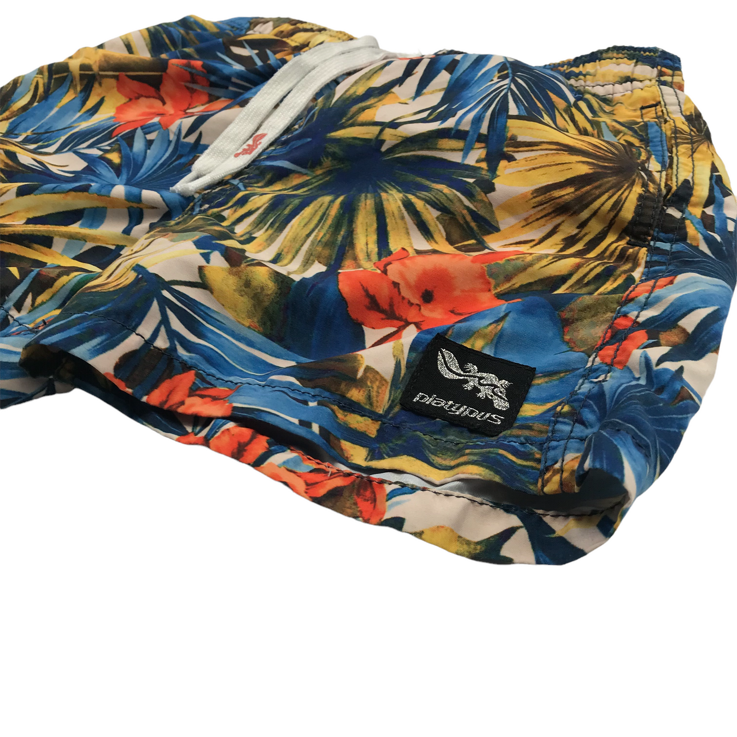 Platypus Australia Yellow and Blue Floral Swim Trunks Age 10