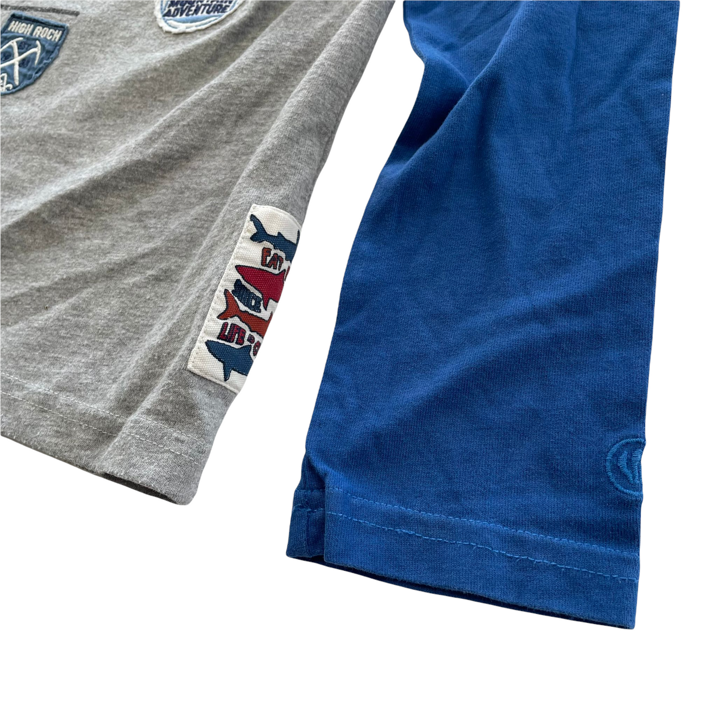 Fatface Grey and Blue Patch Print T-Shirt Age 10