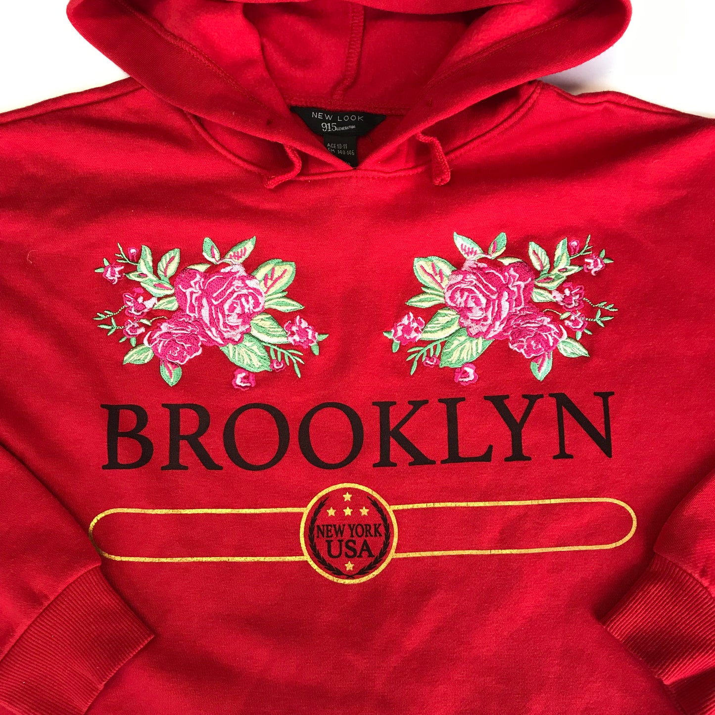 New Look Red Cropped Print Hoodie Age 10