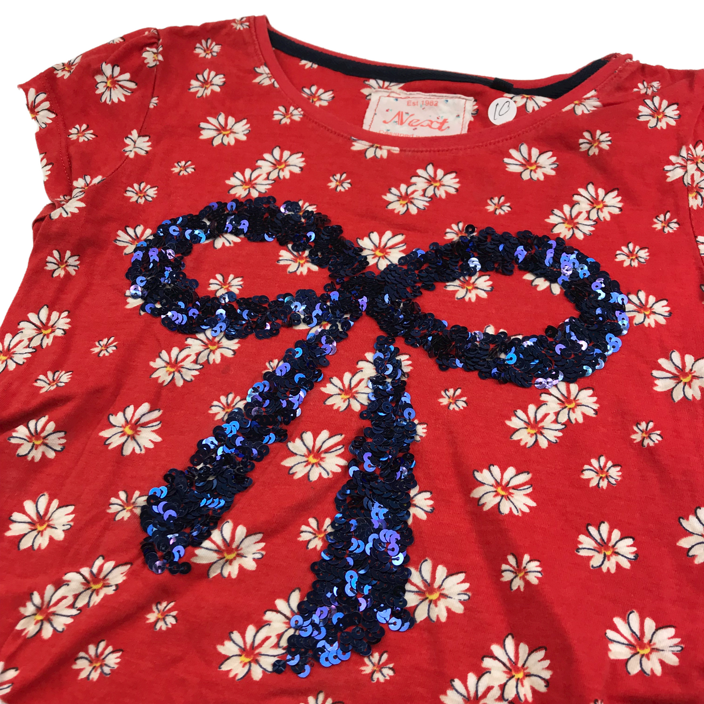 Next Red Floral Bowtie T-shirt Age 10