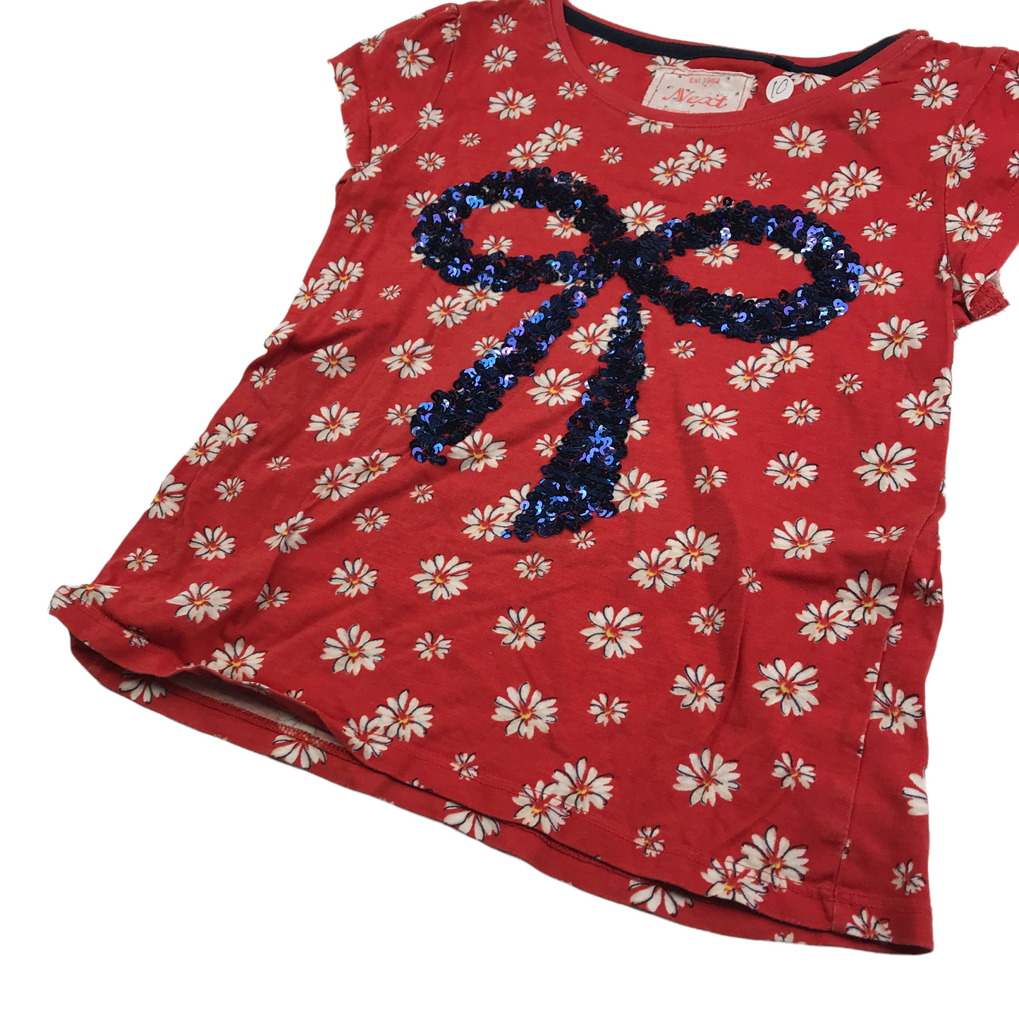 Next Red Floral Bowtie T-shirt Age 10