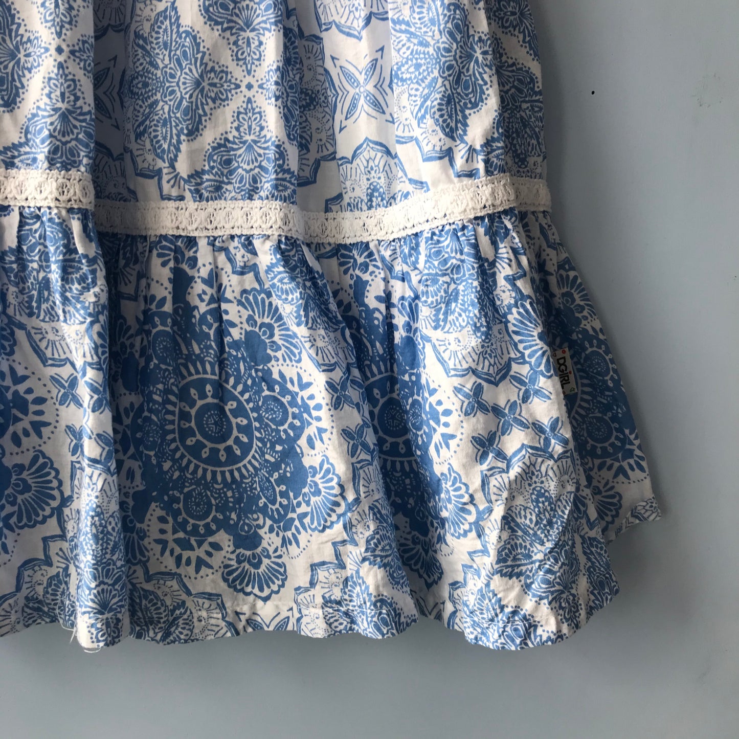 Dress - Blue & White with Gems - Age 10