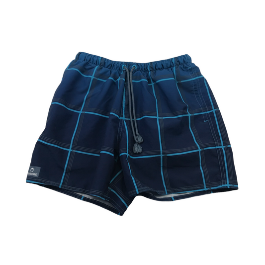 Navy Blue Checked Swim Trunks Age 11