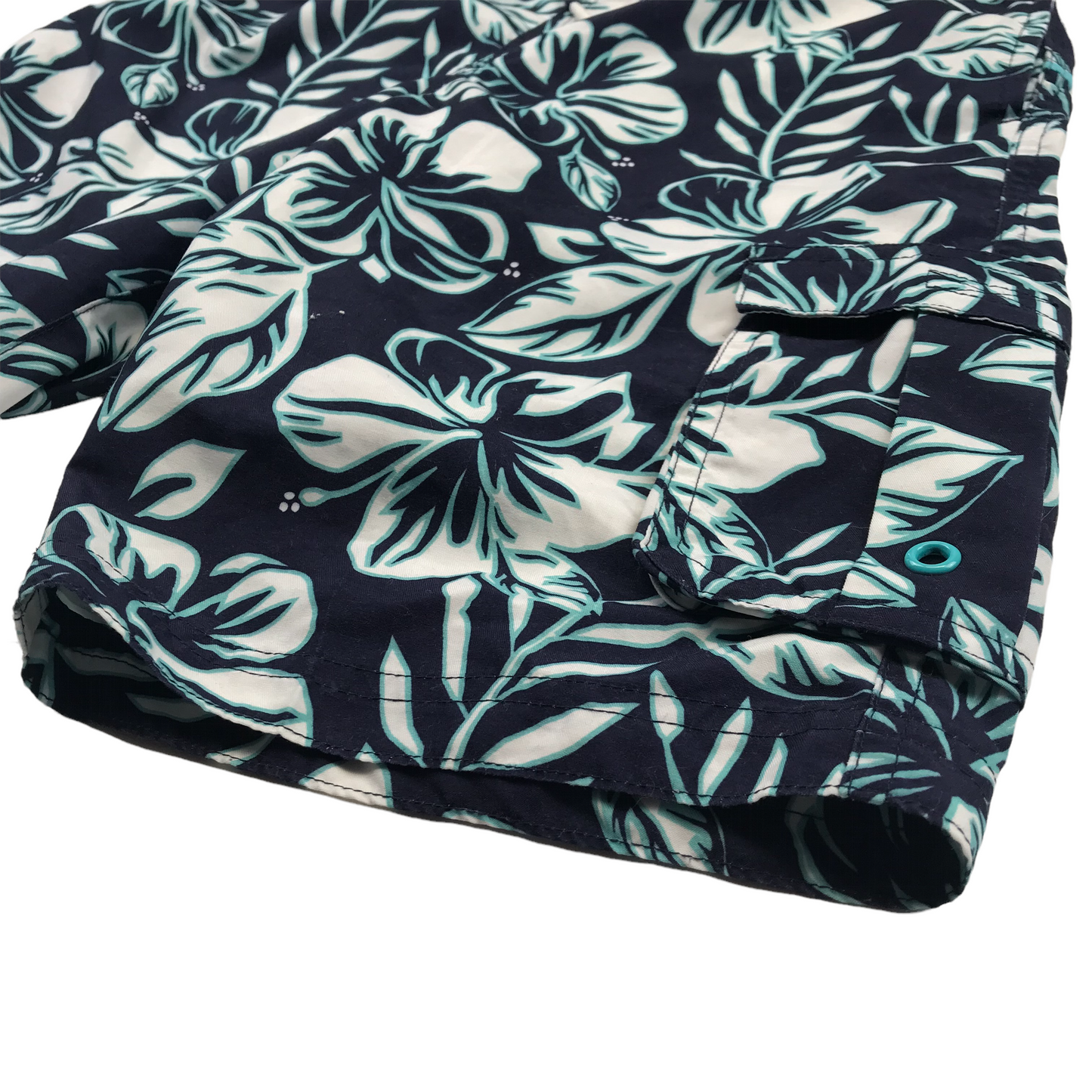 M&S Navy Blue and White Floral Swim Trunks Age 11