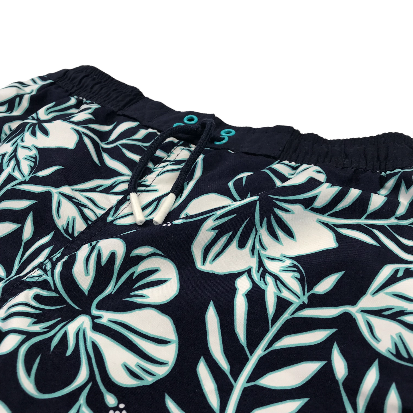 M&S Navy Blue and White Floral Swim Trunks Age 11