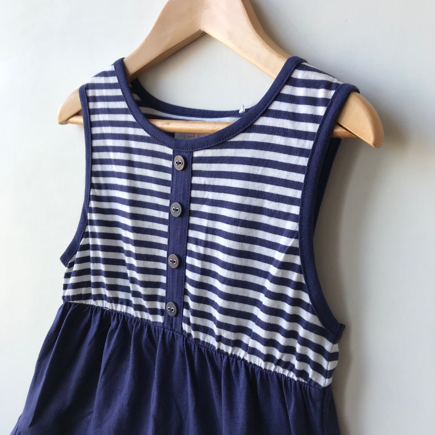 Tu Navy and White Stripy Cotton Dress Age 5-6