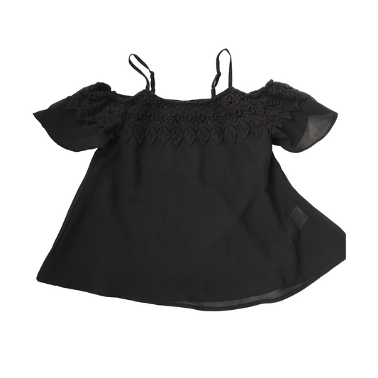 Black Lace Frill Detailed Top Age 9