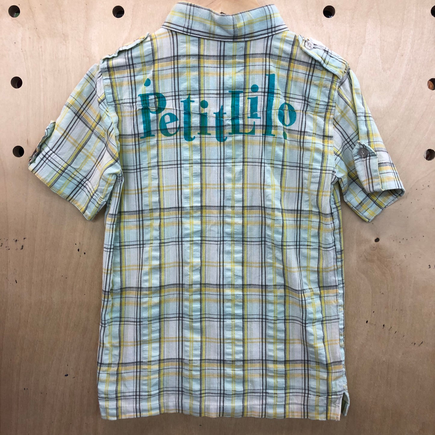 Shirt - Plaid White Green Yellow - Age 5