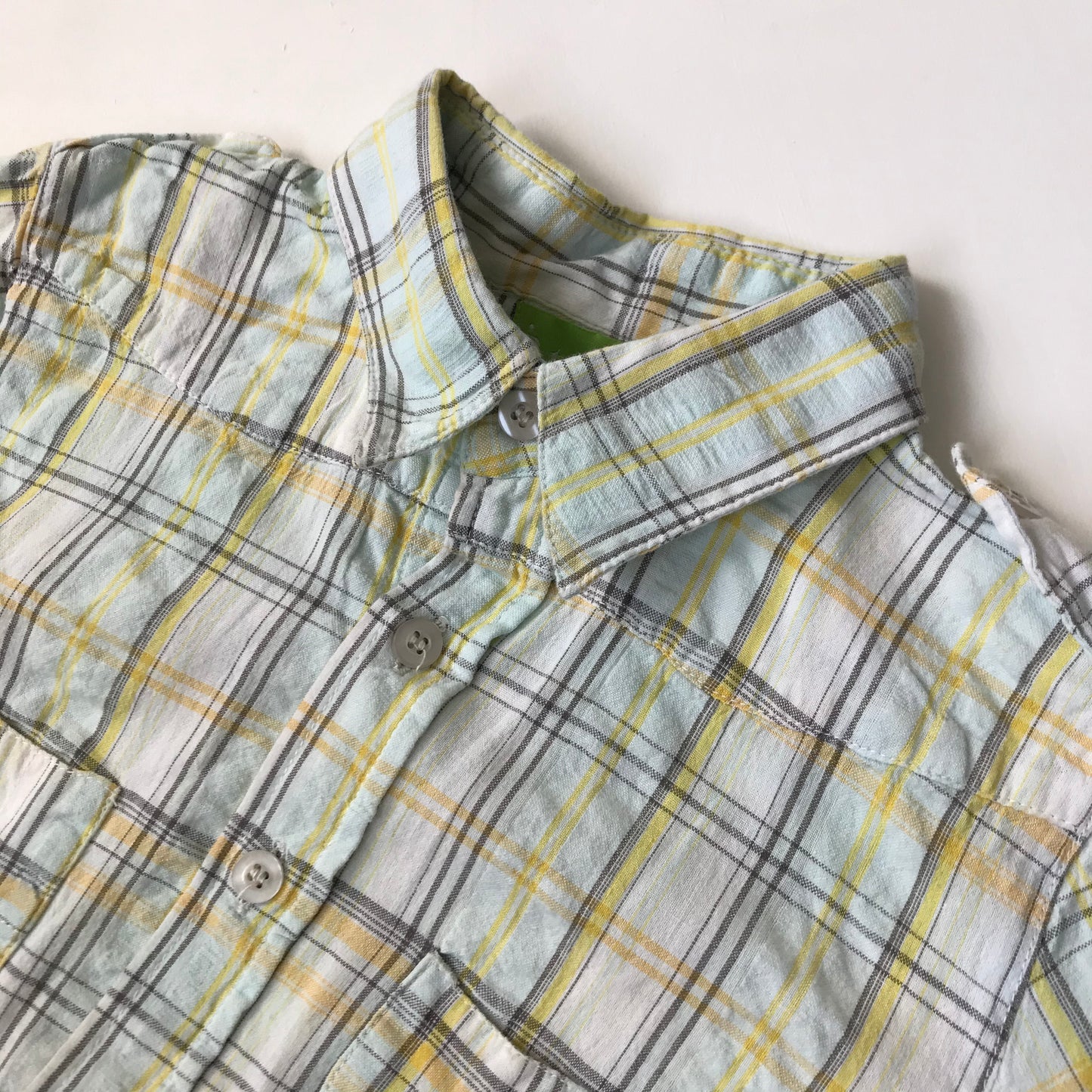 Shirt - Plaid White Green Yellow - Age 5