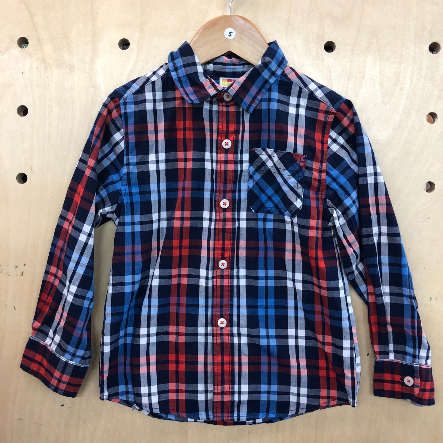 Shirt - Plaid Red Blue - Age 5