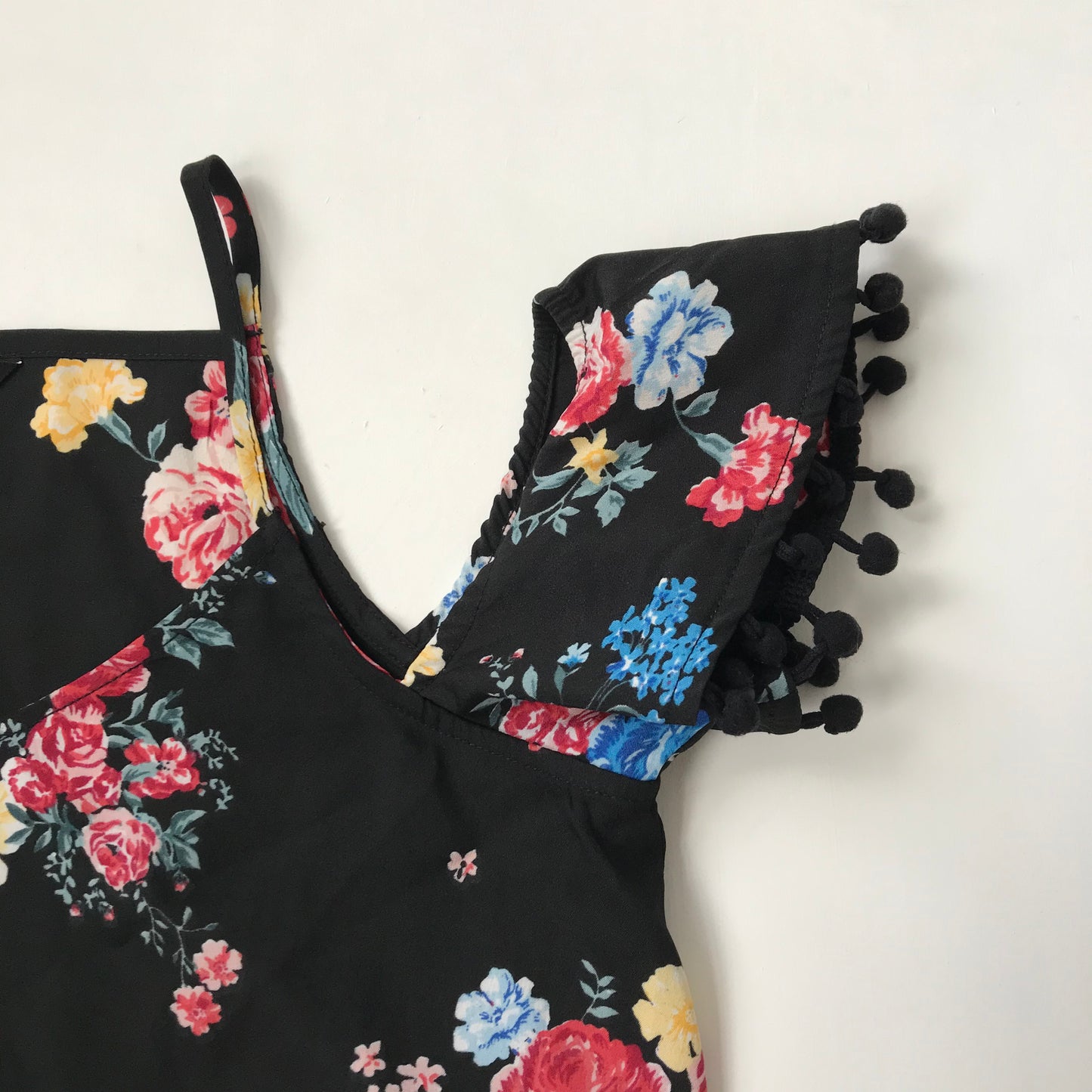 New Look Black Floral Open Shoulder Top Age 9