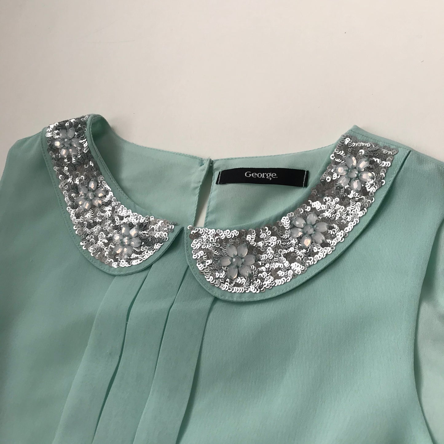 George Light Blue Sequin Collar Blouse Age 11