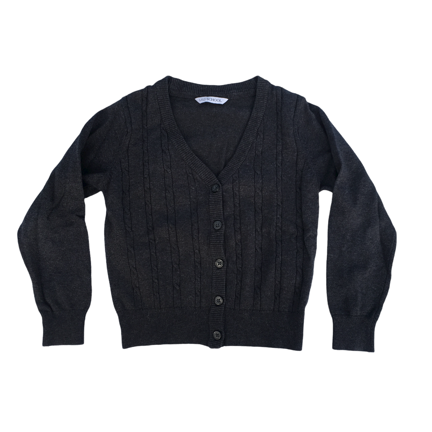 Dark grey cable knit school cardigan