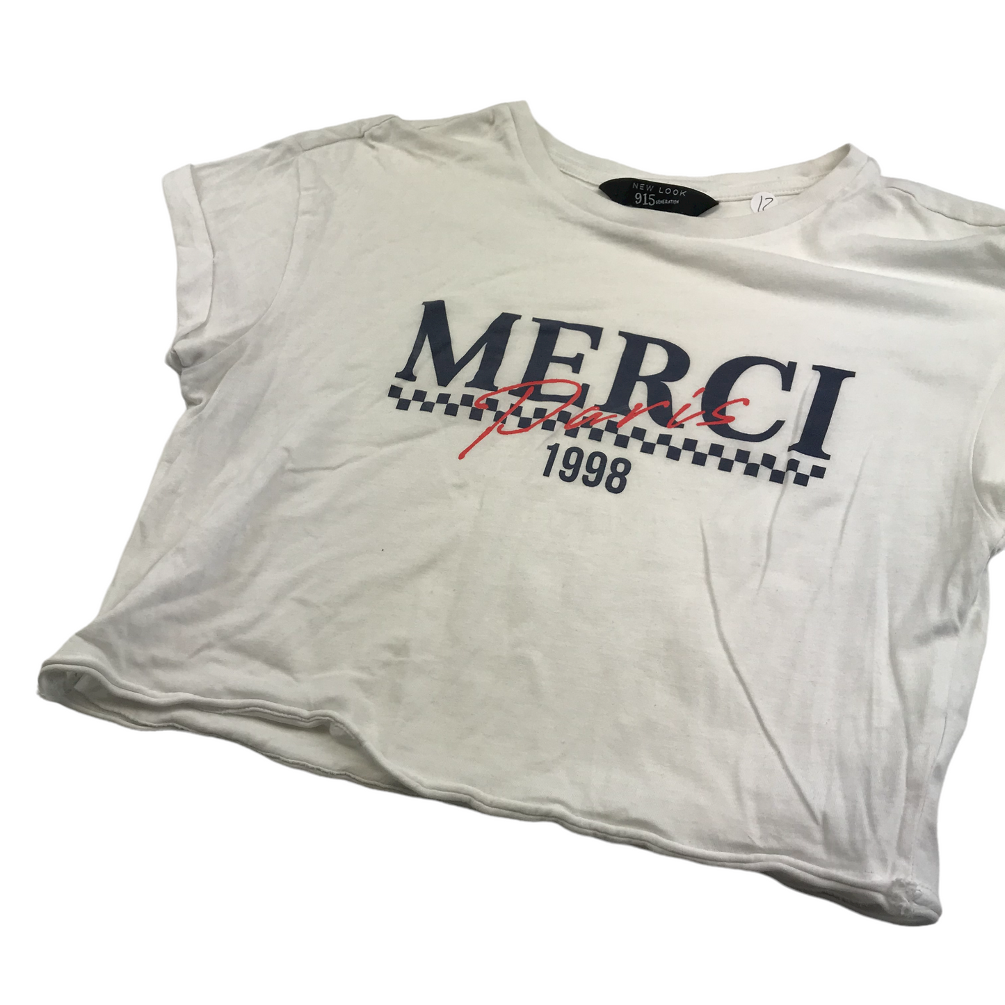 New Look White Merci Crop Top Age 12