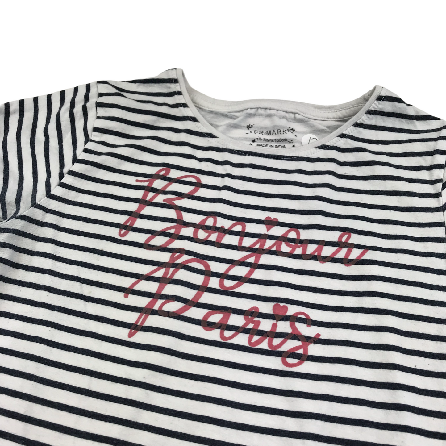 Primark White Black Stripy T-shirts Age 12