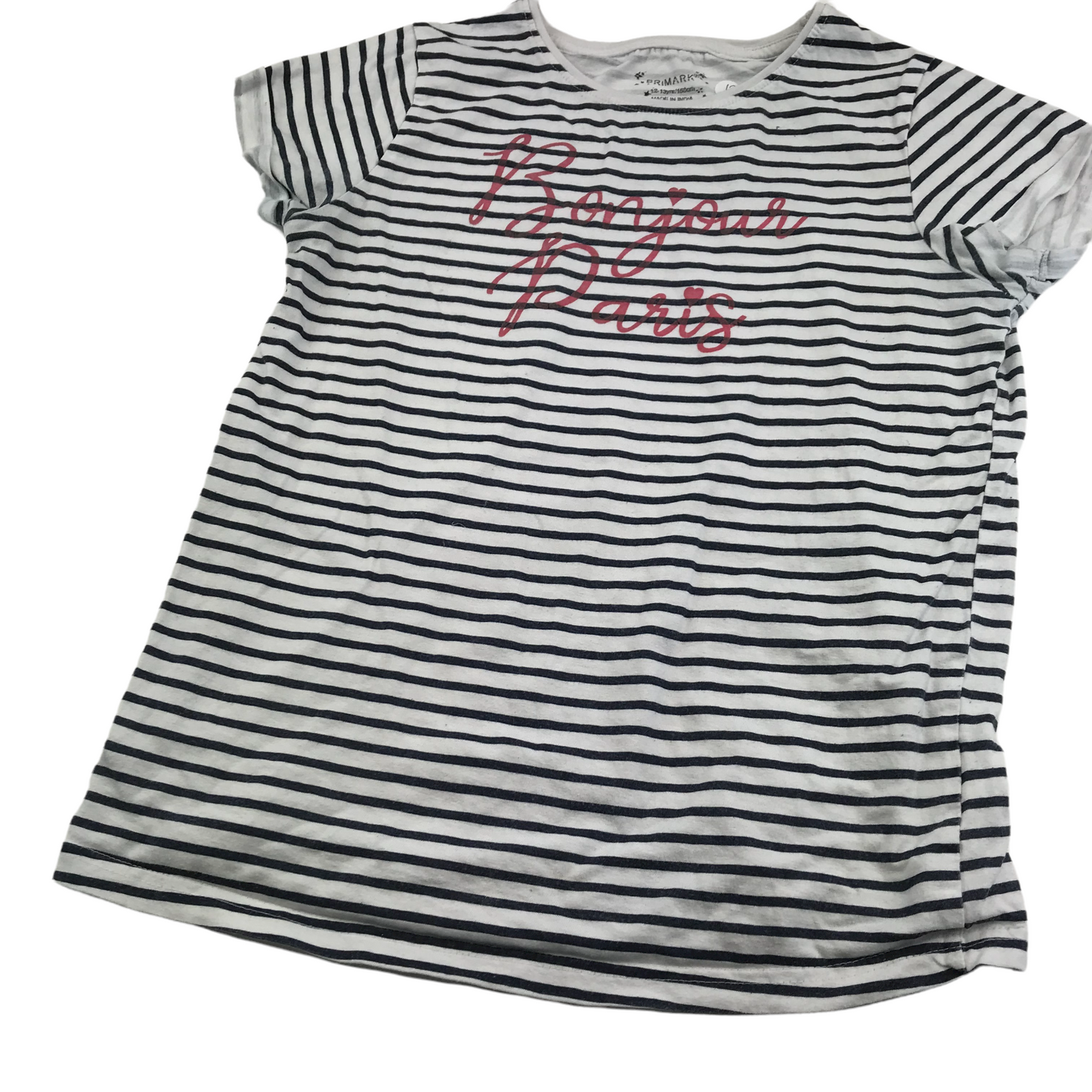 Primark White Black Stripy T-shirts Age 12