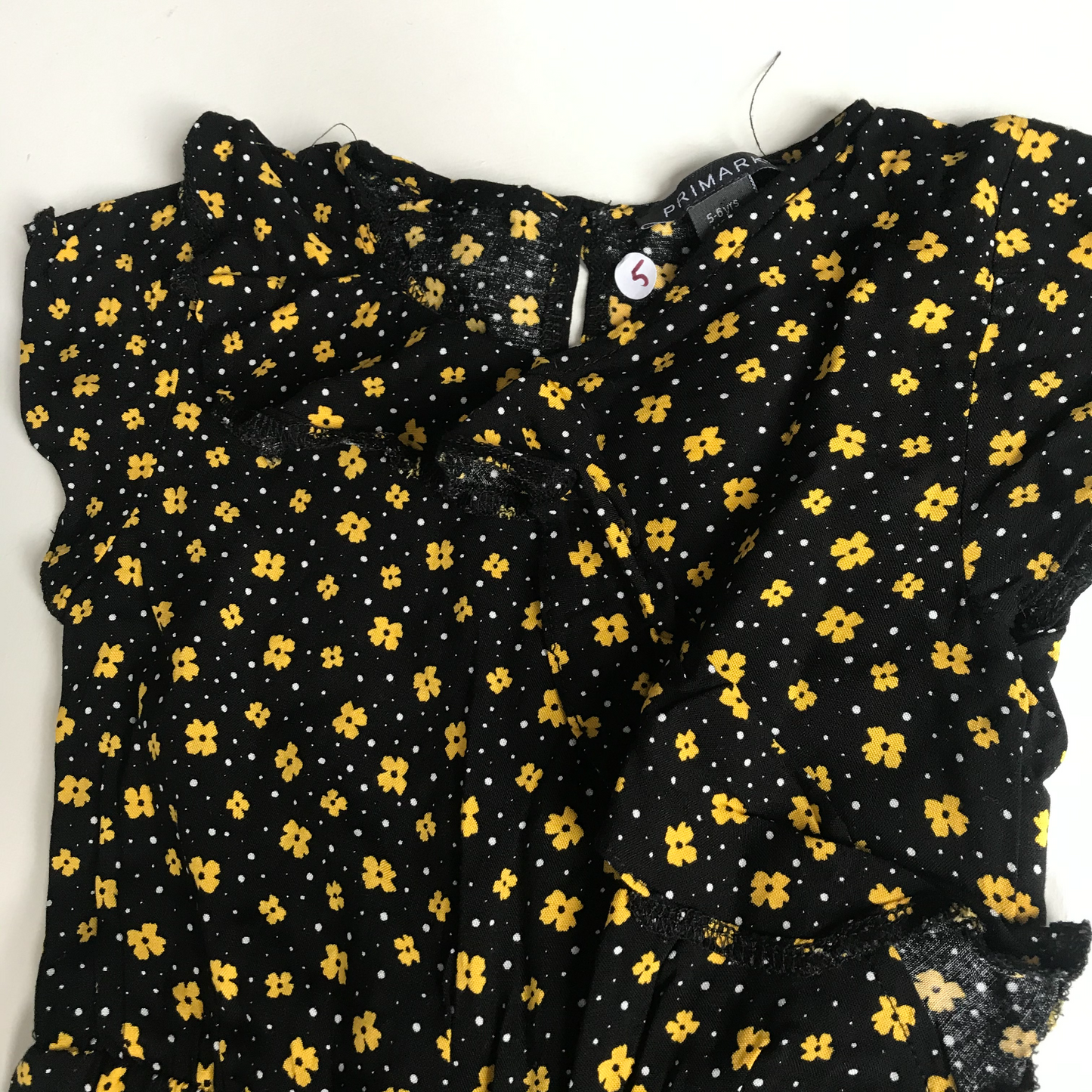Jumpsuit - Black with small yellow flower - Age 5