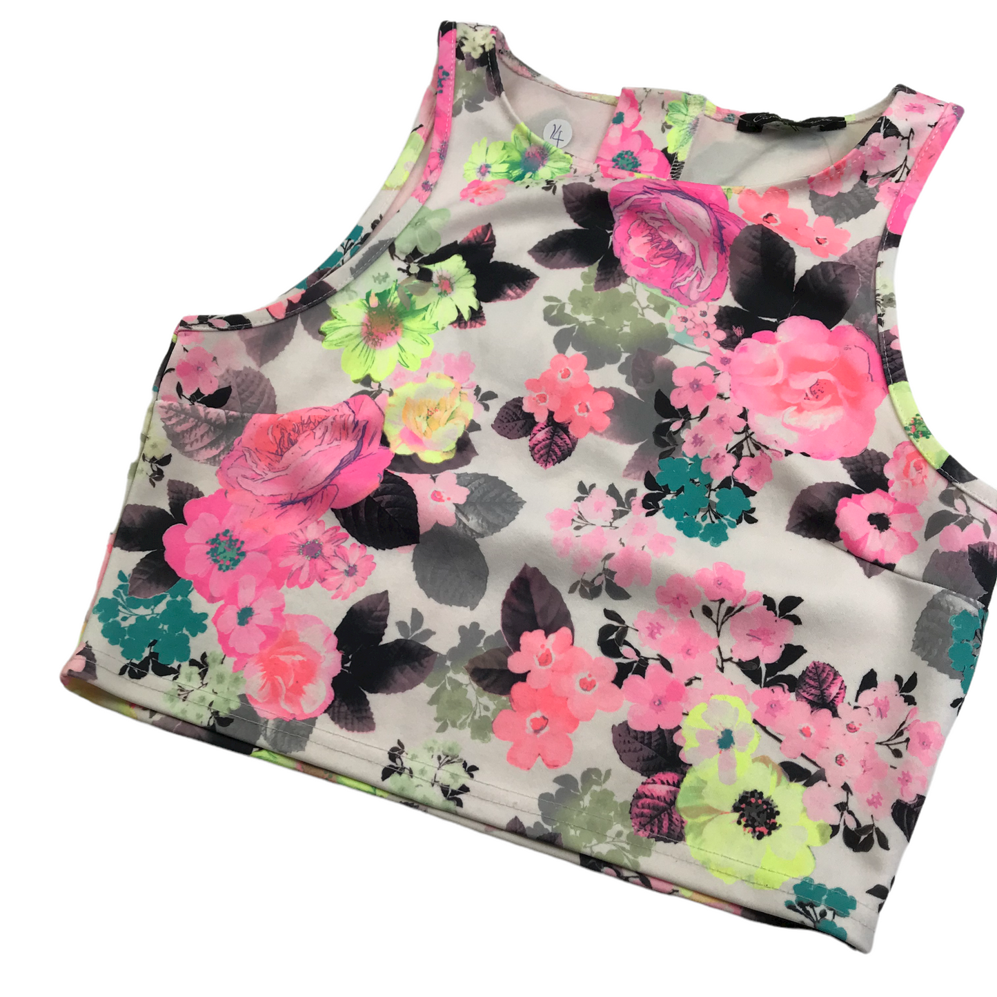 Candy Couture Pink Floral Crop Top Age 14