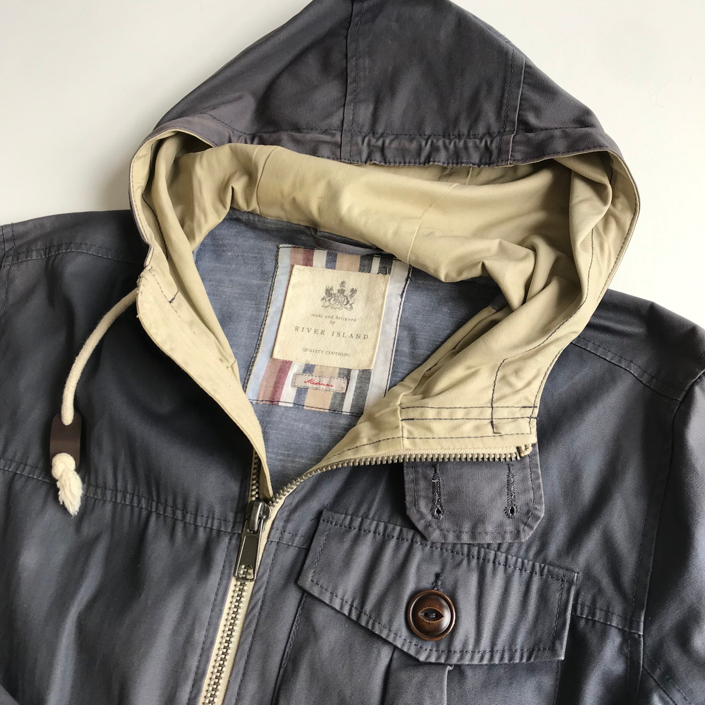 River Island Blueish Grey Light Parka Jacket Adults M