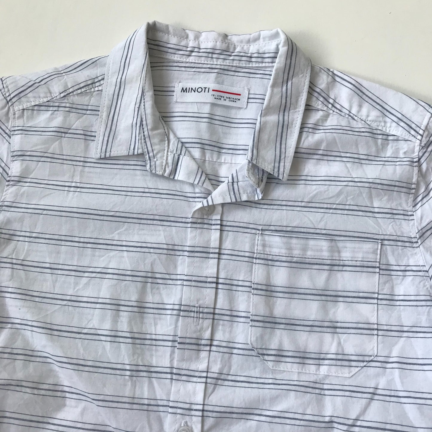 Shirt - White with Light Stripes - Age 10