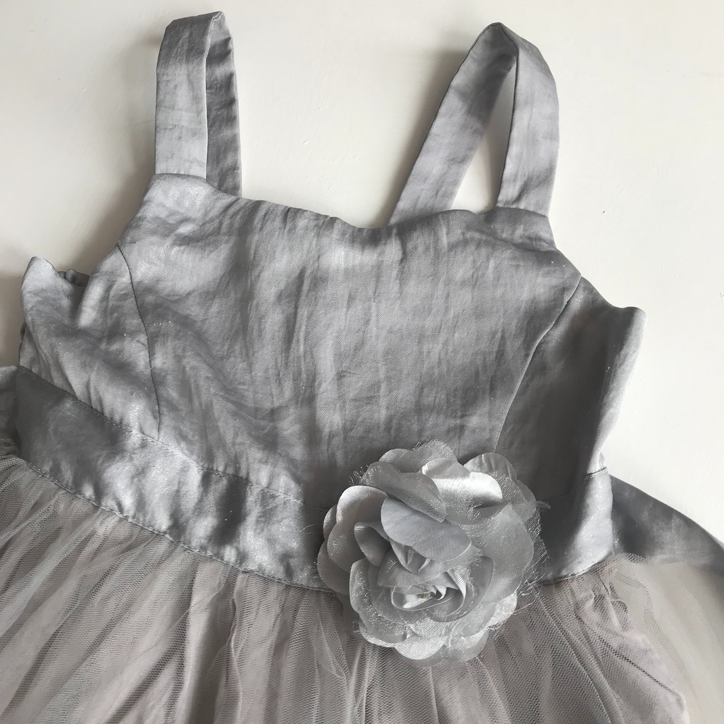 Dress - Silver with Tulle Top Layer - Age 6