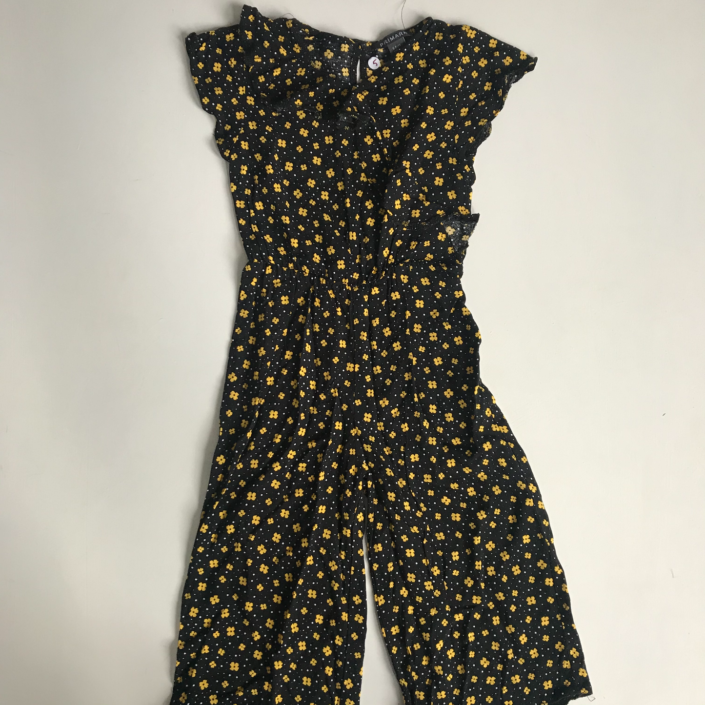 Jumpsuit - Black with small yellow flower - Age 5