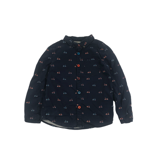 M&S Navy Moped Pattern Shirt Age 4